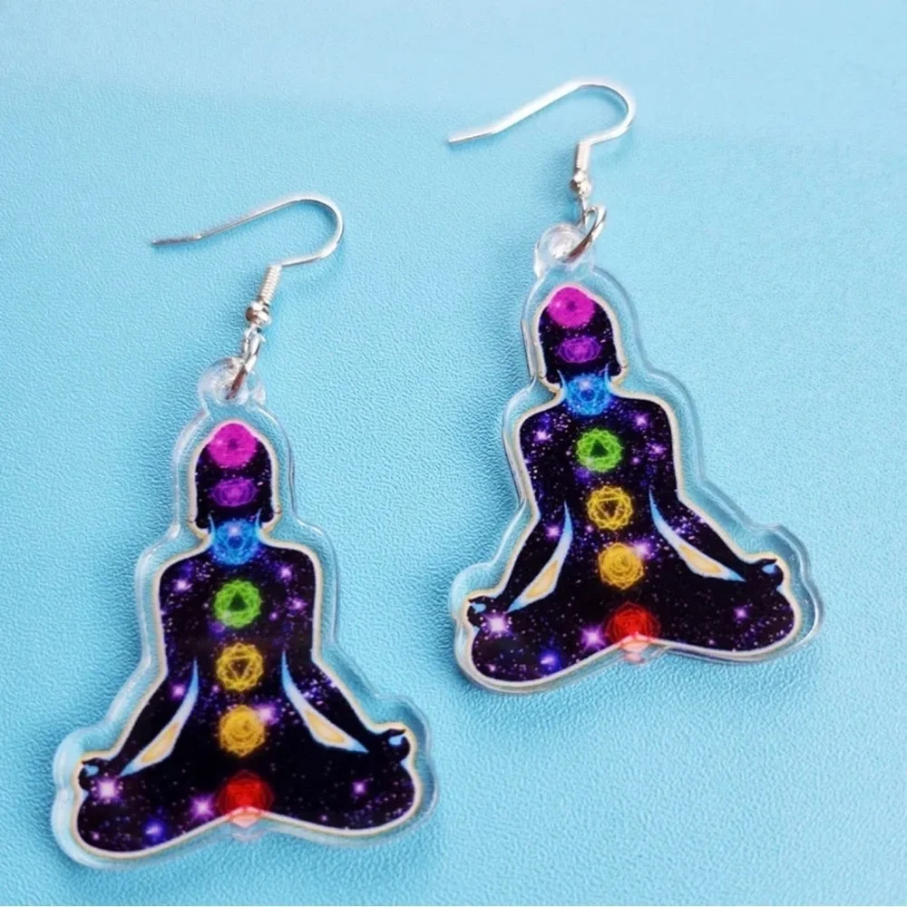 Chakra Dangle Earrings: Harmonize Your Style! NWT Reiki Healer, Yoga Instructor